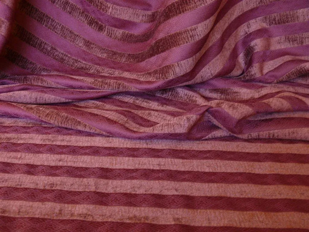 SCALAMANDRE SILKY CHENILLE STRIPE MAROON RED BTY