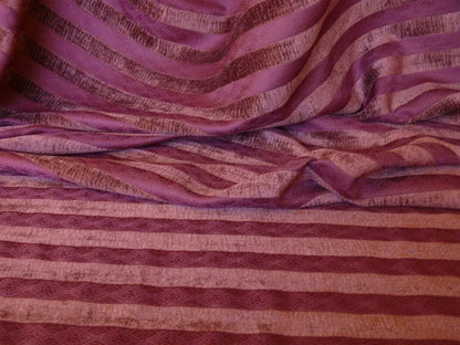 SCALAMANDRE SILKY CHENILLE STRIPE MAROON RED BTY