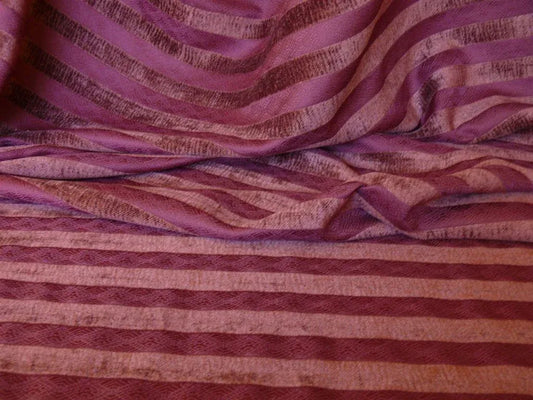 SCALAMANDRE SILKY CHENILLE STRIPE MAROON RED BTY