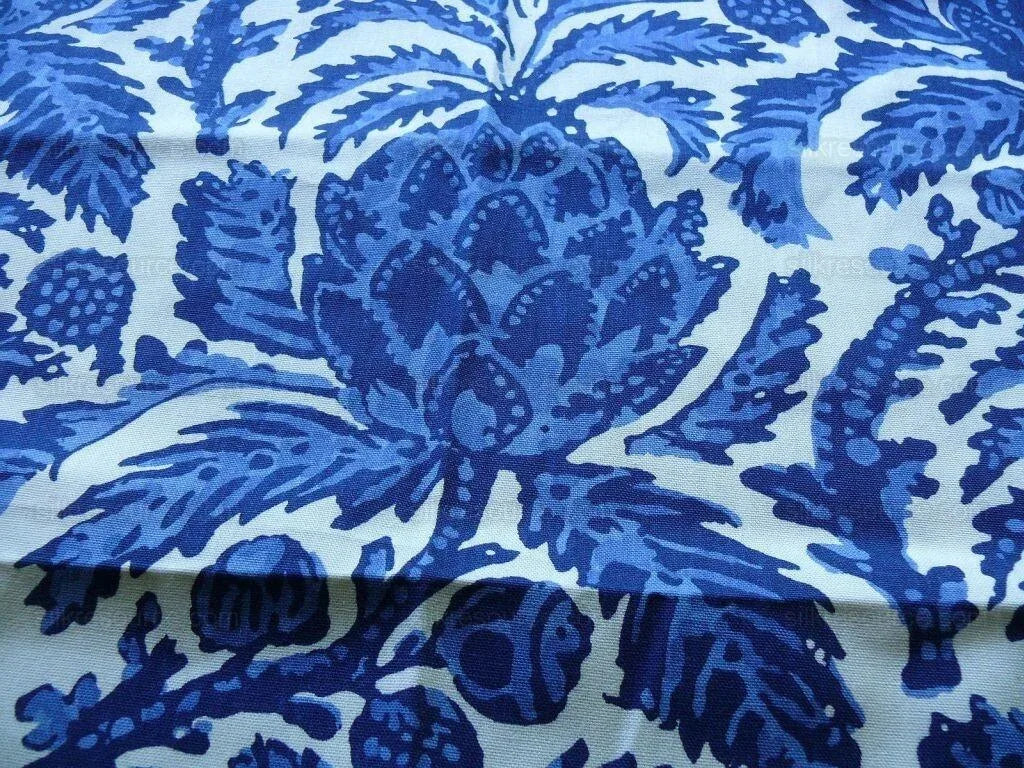 Brunschwig &amp; Fils Bromelia Jacobean Toile Navy Blue Indigo Bty