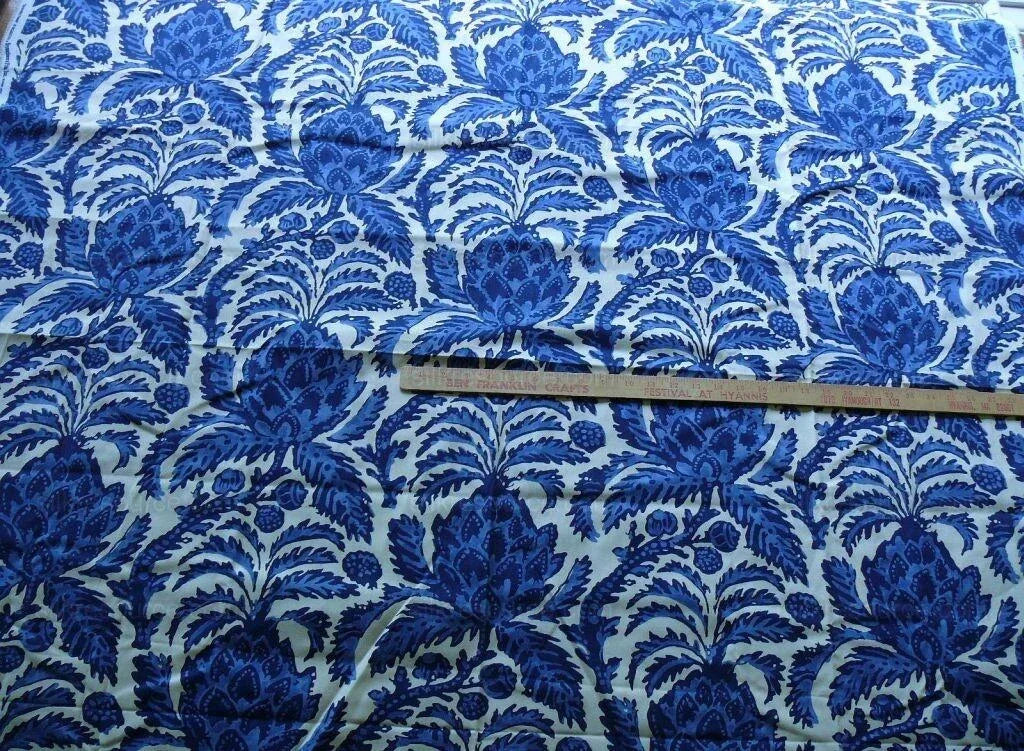 Brunschwig &amp; Fils Bromelia Jacobean Toile Navy Blue Indigo Bty