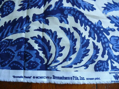 Brunschwig &amp; Fils Bromelia Jacobean Toile Navy Blue Indigo Bty