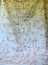 by yard Scalamandre Asian Garden Apricot White Toile Chinoiserie