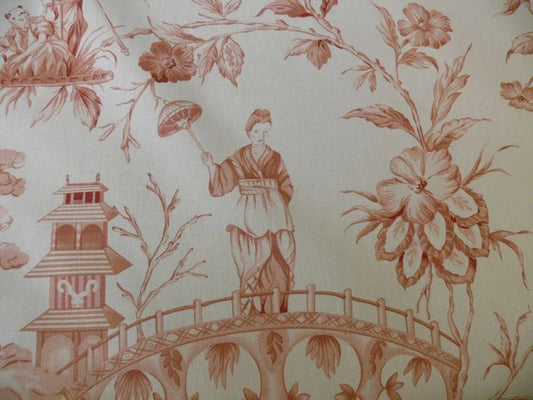 SCALAMANDRE ASIAN GARDEN ROSE PINK WHITE TOILE BTY