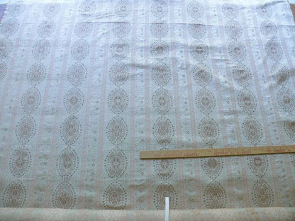 By Yard Fabricut Medallion 100% Silk Stripe In Petal Pink Silvery White Cream Green Gold Strie