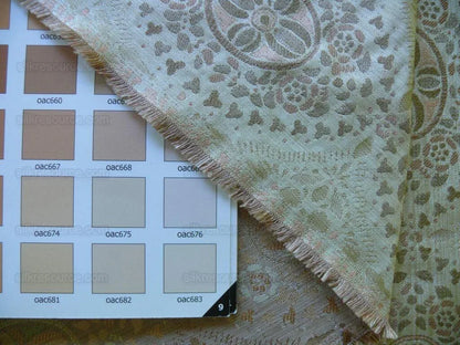 By Yard Fabricut Medallion 100% Silk Stripe In Petal Pink Silvery White Cream Green Gold Strie