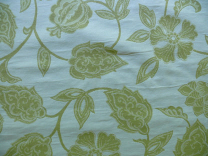 HI END FENNEL GREEN JACOBEAN LOTUS FLOWER LINEN BLEND HEAVY BTY