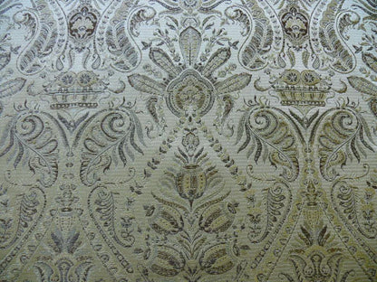 FABRICUT FEDERO 100% SILK LAMPAS REN MEDALLION/ARTICHOKE- GOLD