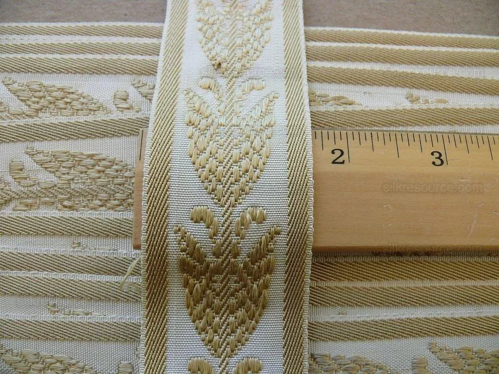 By Yard Scalamandre Braid Greek Key Urn Trim Wheat Gold &amp; White Labyrinth V417-31