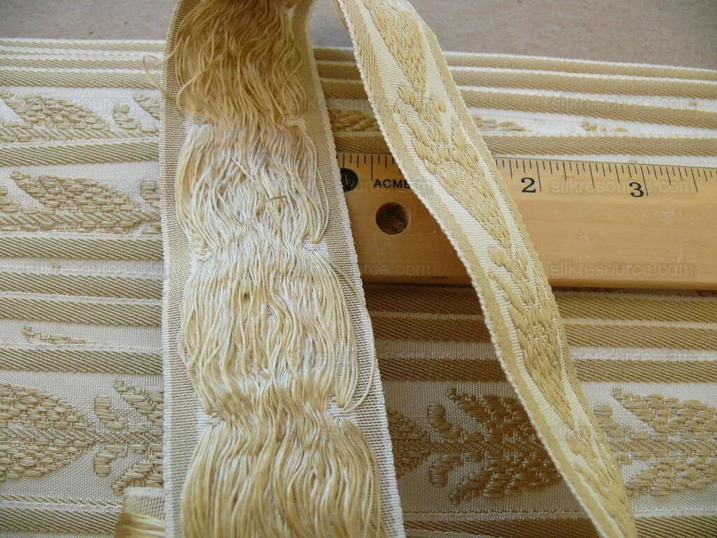 By Yard Scalamandre Braid Greek Key Urn Trim Wheat Gold &amp; White Labyrinth V417-31