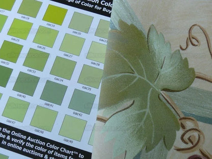 Brunschwig &amp; Fils Affresco Airone Grape Crane Bird Leaves Green Violet On Yellow Viticulture Lattice