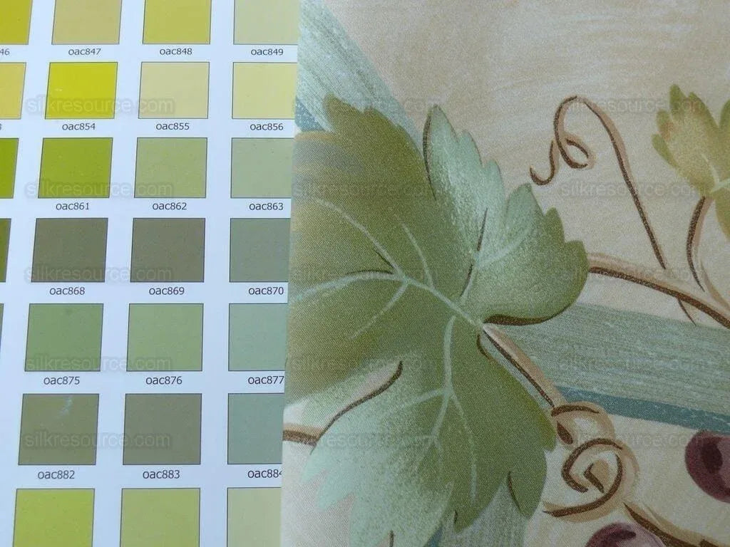 Brunschwig &amp; Fils Affresco Airone Grape Crane Bird Leaves Green Violet On Yellow Viticulture Lattice