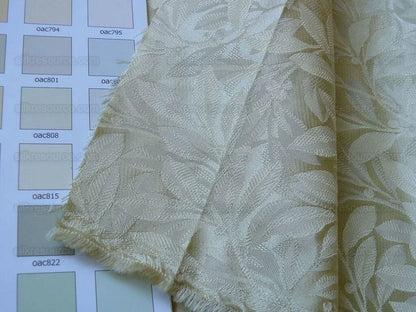 Duralee Silk Damask Foliage Berry Bush William Morris Willow Bough Silk Jarquard White Gold MSRP USD 200/Y