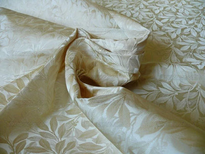 Duralee Silk Damask Foliage Berry Bush William Morris Willow Bough Silk Jarquard White Gold MSRP USD 200/Y