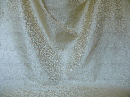 Duralee Silk Damask Foliage Berry Bush William Morris Willow Bough Silk Jarquard White Gold MSRP USD 200/Y