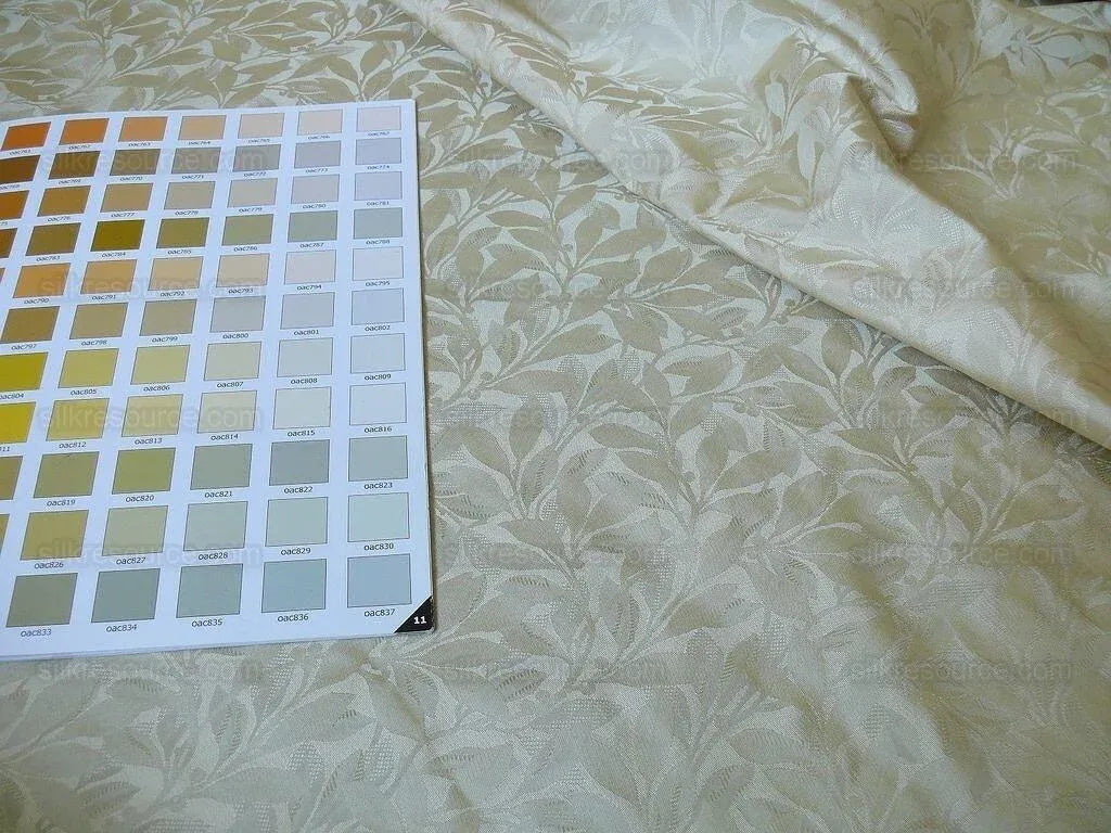 Duralee Silk Damask Foliage Berry Bush William Morris Willow Bough Silk Jarquard White Gold MSRP USD 200/Y