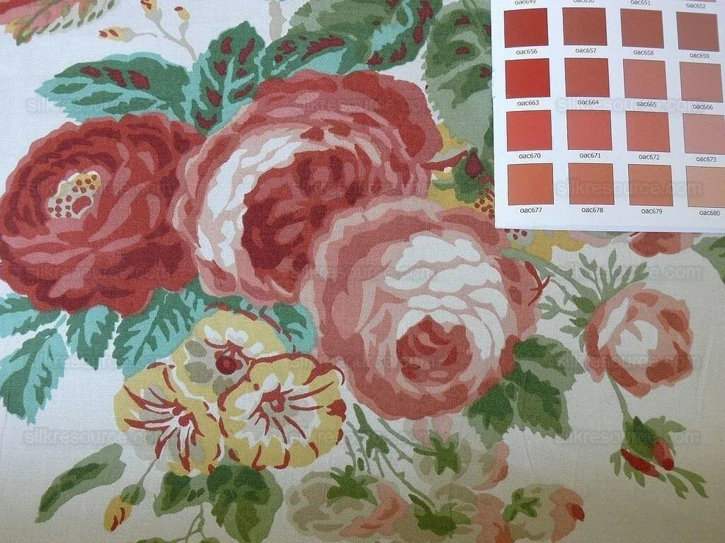 Schumacher Thorp Rose Tree Chintz Print Peach Pink Garden Bty