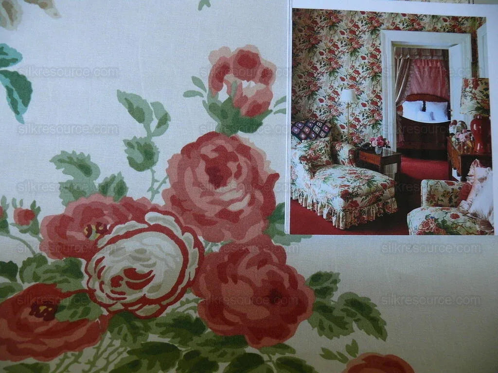 Schumacher Thorp Rose Tree Chintz Print Peach Pink Garden Bty