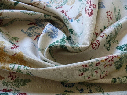 Schumacher Bird & Tree Of Life Resist Print Green Red On Natural