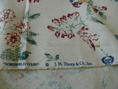 Schumacher Bird & Tree Of Life Resist Print Green Red On Natural