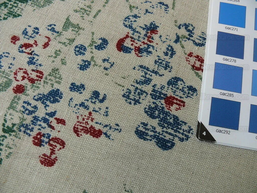 Schumacher Bird & Tree Of Life Resist Print Green Red On Natural