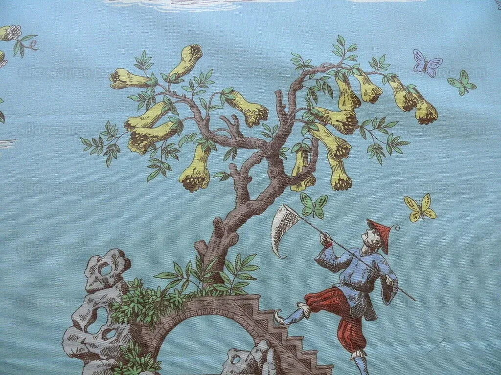 Scalamandre Taipei Chinioserie Storied Cotton Print Multi On Tur