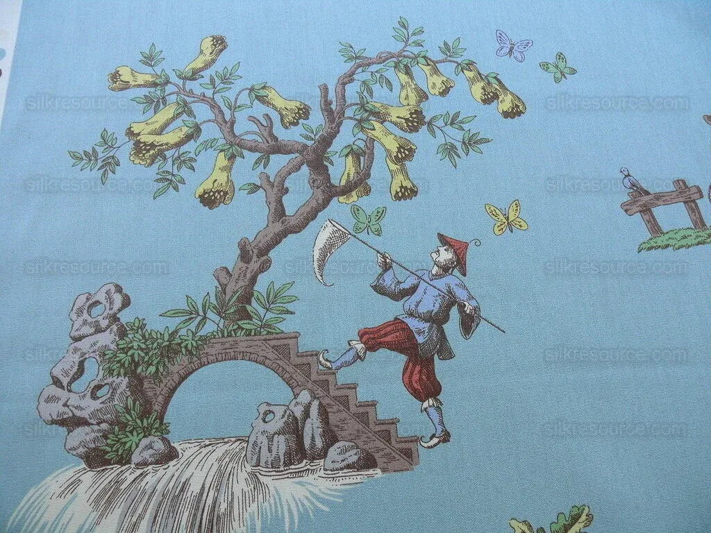 Scalamandre Taipei Chinioserie Storied Cotton Print Multi On Tur