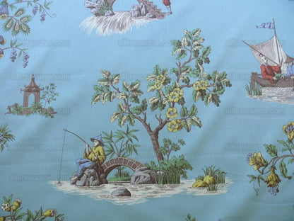 Scalamandre Taipei Chinioserie Storied Cotton Print Multi On Tur