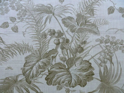 1.5y Scalamandre Tropical Toile Linen Gustavian Beige and White Butterfly Fern Palm Berry MSRP USD 215