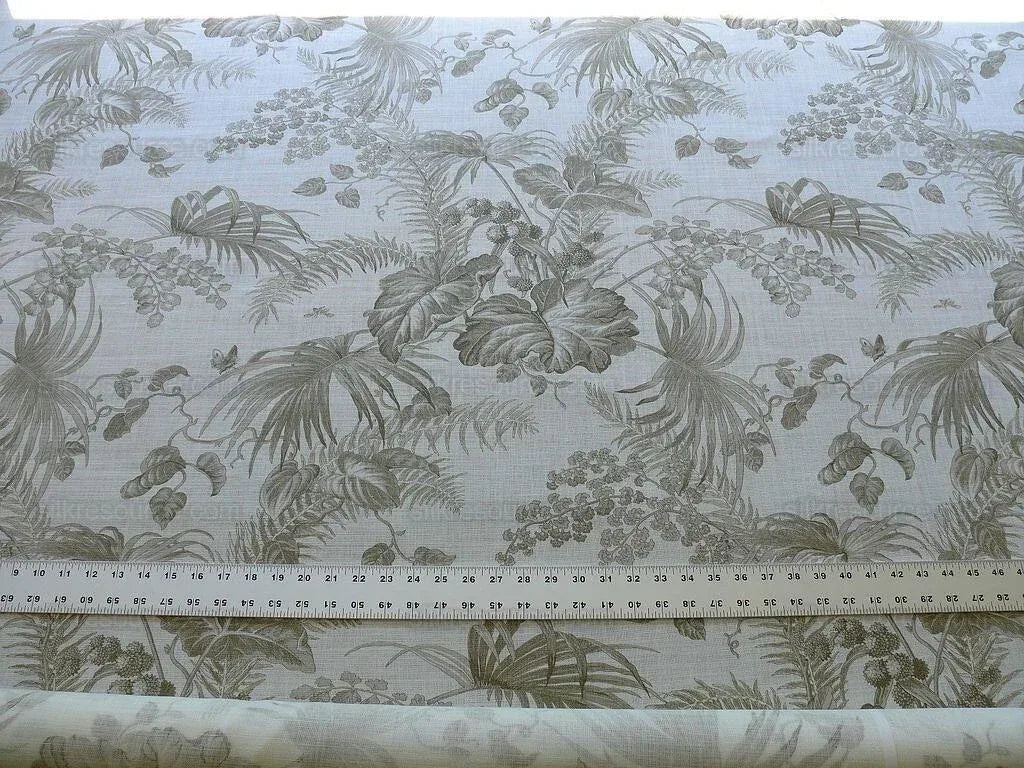 1.3y Scalamandre Tropical Toile Linen Gustavian Beige and White Butterfly Fern Palm Berry MSRP USD 215