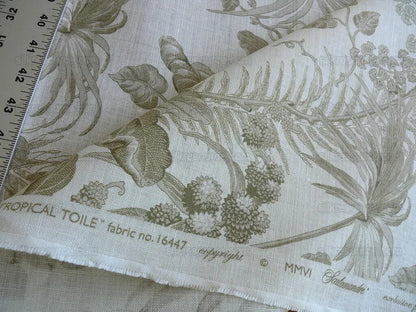1.3y Scalamandre Tropical Toile Linen Gustavian Beige and White Butterfly Fern Palm Berry MSRP USD 215