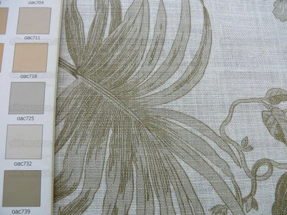1.6y Scalamandre Tropical Toile Linen Gustavian Beige and White Butterfly Fern Palm Berry MSRP USD 215