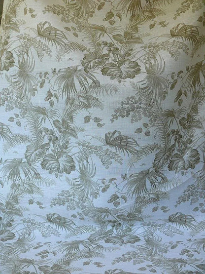 1.3y Scalamandre Tropical Toile Linen Gustavian Beige and White Butterfly Fern Palm Berry MSRP USD 215