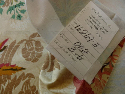 Scalamandre Duchessa Hand Printed Cotton Floral Print Coral and Plum on Putty