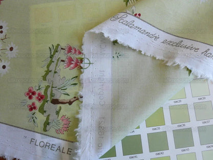 Scalamandre Floreale 100% Cotton Print Celery Green Chinoiserie Peach Tree MSRP USD 284/yard