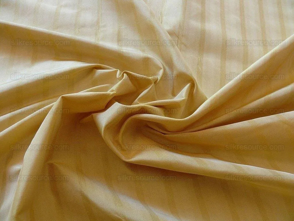 by yard Scalamandre Shimmer Silk Butter Gold Yellow Cream White Silk Taffeta Stripe MSRP USD192/y