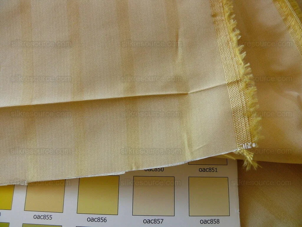 by yard Scalamandre Shimmer Silk Butter Gold Yellow Cream White Silk Taffeta Stripe MSRP USD192/y