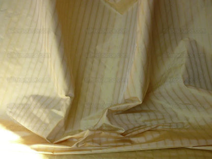 by yard Scalamandre Shimmer Silk Butter Gold Yellow Cream White Silk Taffeta Stripe MSRP USD192/y
