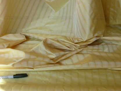 by yard Scalamandre Shimmer Silk Butter Gold Yellow Cream White Silk Taffeta Stripe MSRP USD192/y