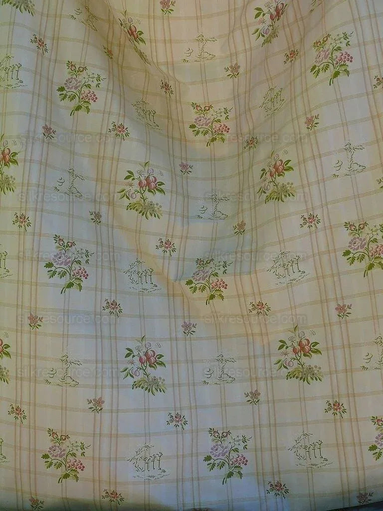 Scalamandre Gripsholm Plaid Multi On Cream Silk Cotton Lampas Ms