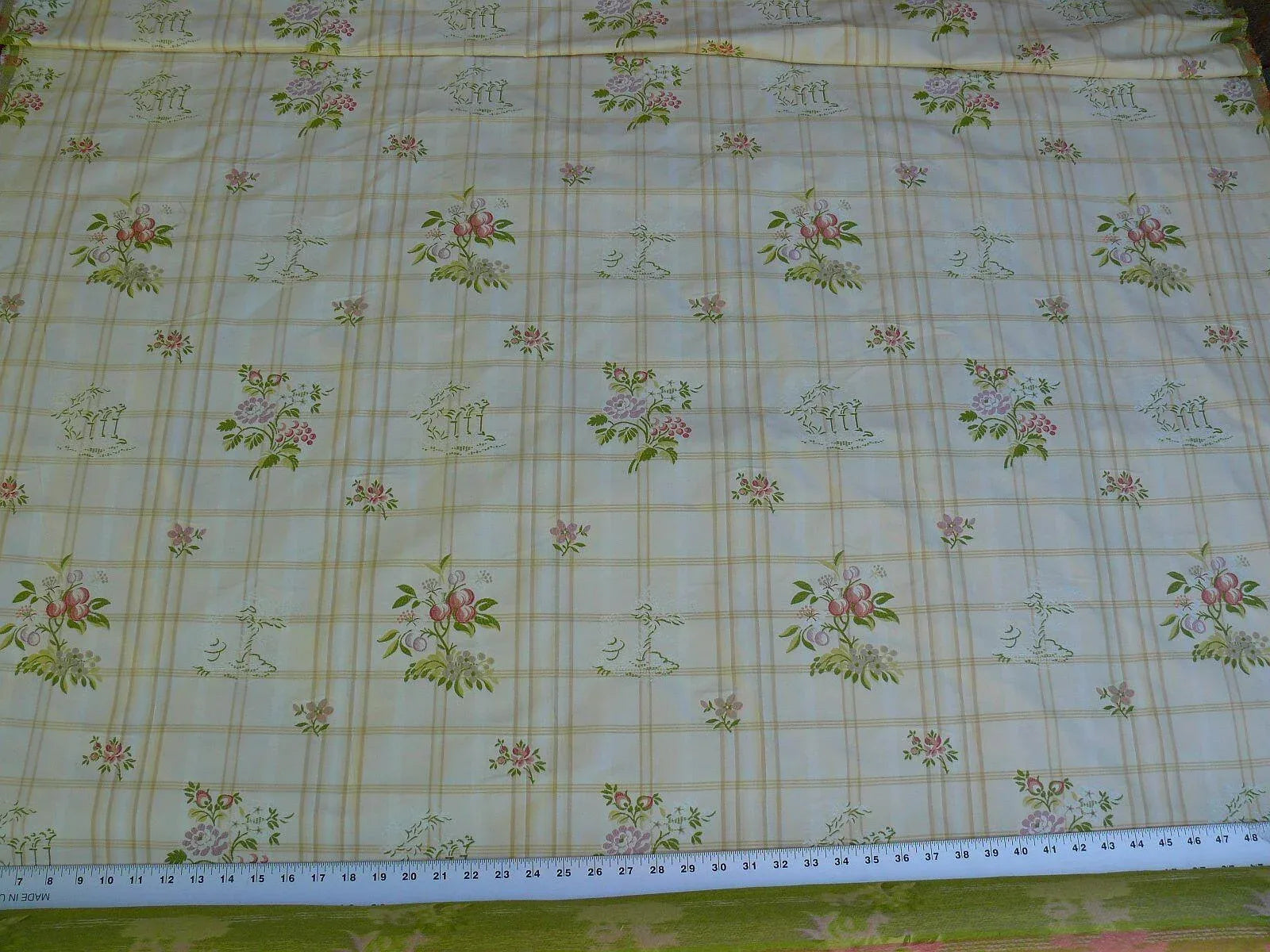 SCALAMANDRE GRIPSHOLM PLAID MULTI ON CREAM SILK COTTON LAMPAS MS