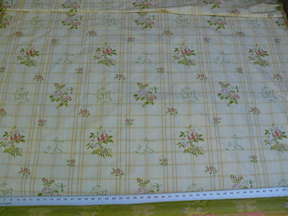 SCALAMANDRE GRIPSHOLM PLAID MULTI ON CREAM SILK COTTON LAMPAS MS