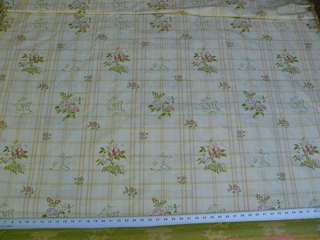 Scalamandre Gripsholm Plaid Multi On Cream Silk Cotton Lampas Ms