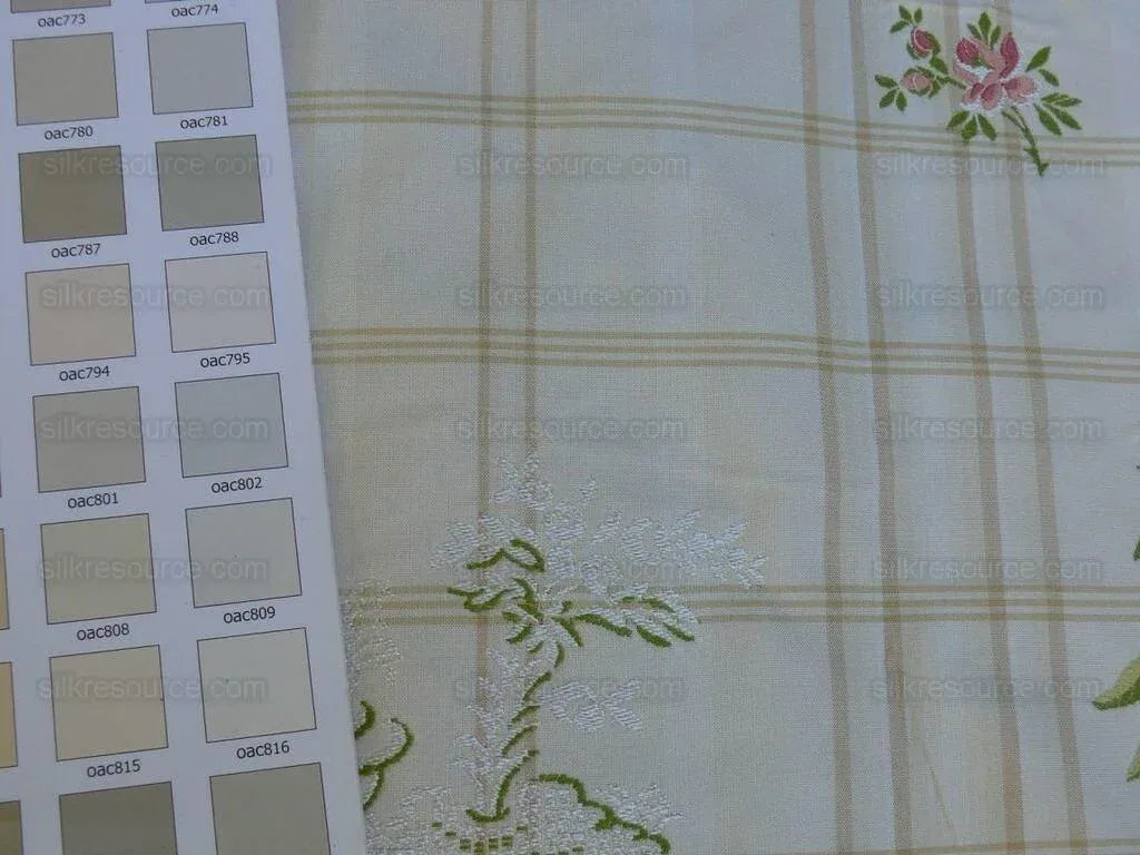 Scalamandre Gripsholm Plaid Multi On Cream Silk Cotton Lampas Ms