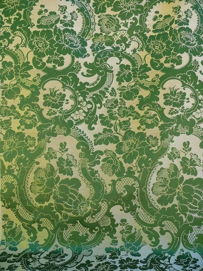 Scalamandre Davis Brocatelle Green & Gold Silk/linen Documentary