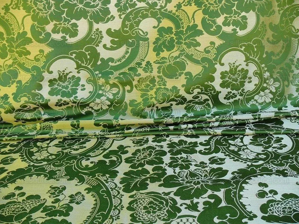 Scalamandre Davis Brocatelle Green & Gold Silk/linen Documentary