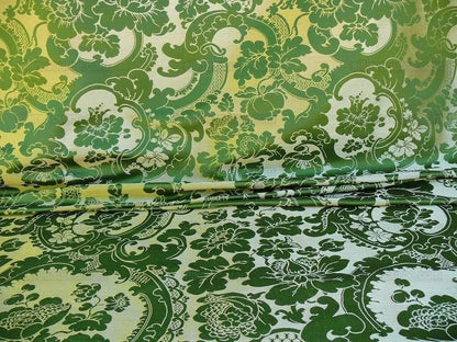 Scalamandre Davis Brocatelle Green & Gold Silk/linen Documentary