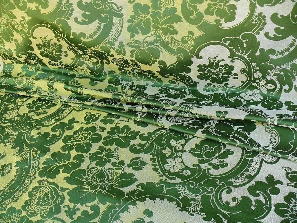 Scalamandre Davis Brocatelle Green & Gold Silk/linen Documentary