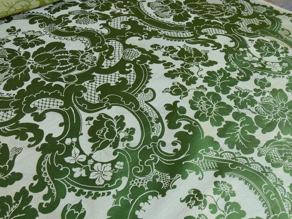 Scalamandre Davis Brocatelle Green & Gold Silk/linen Documentary