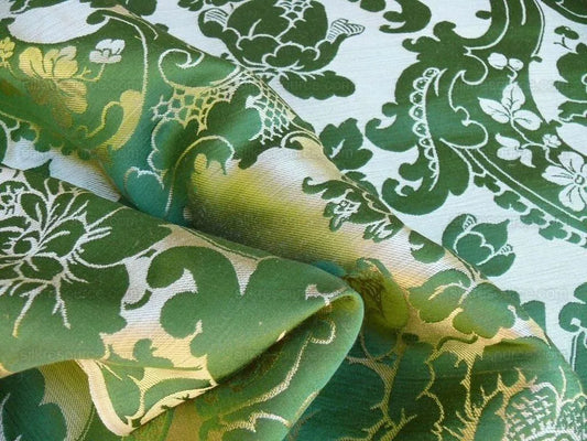 Scalamandre Davis Brocatelle Green & Gold Silk/linen Documentary